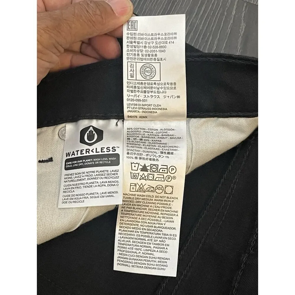 New Levis 541 Taper Jeans 42 x 30 Soft Black Stretch Measure 44/30